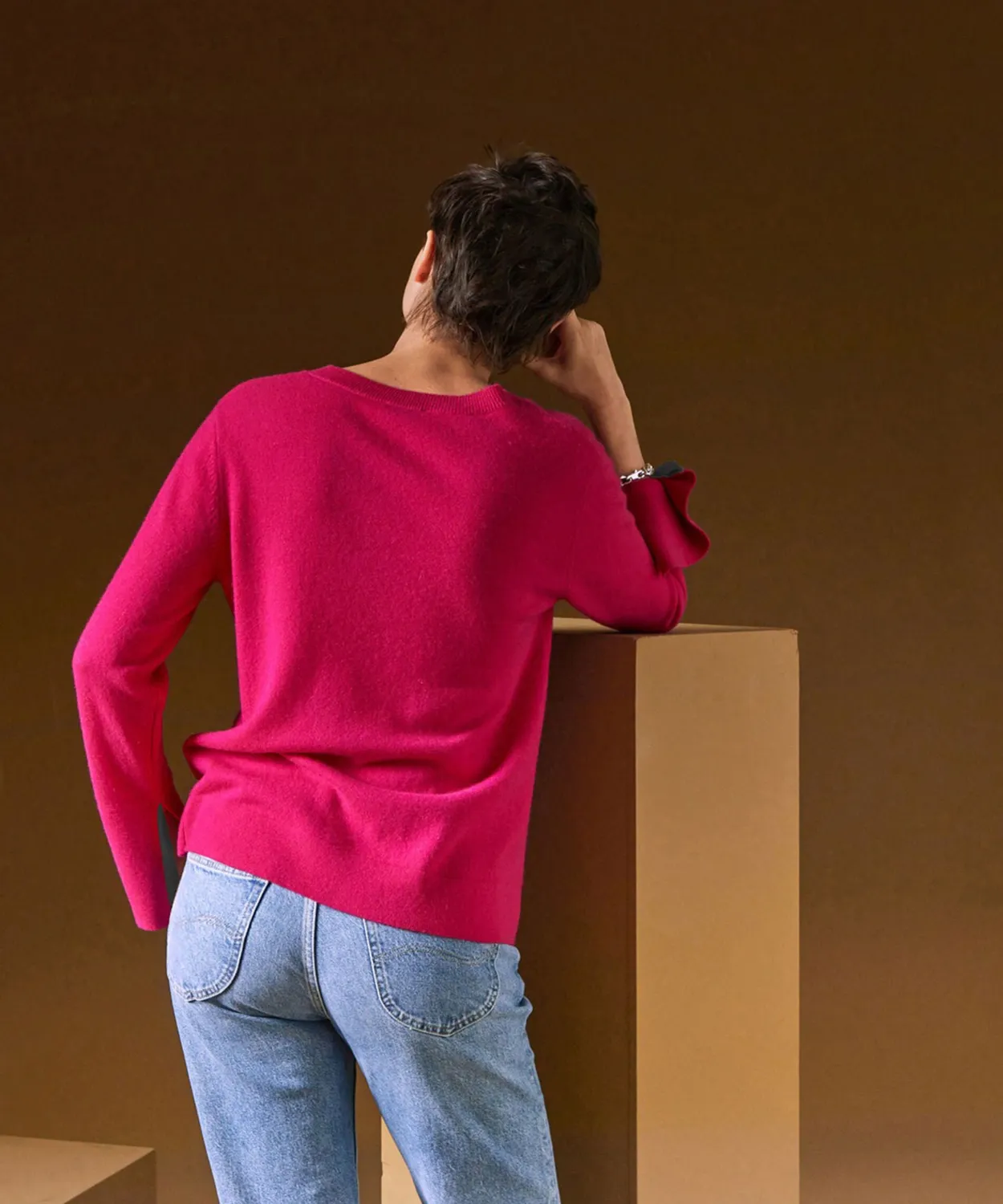 Rodier Maglione Girocollo Cashmere Rosa Tonico eco