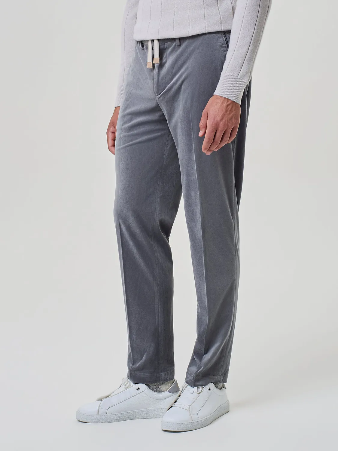 Paul Taylor Pantalone Velluto Coste Jersey Grigio