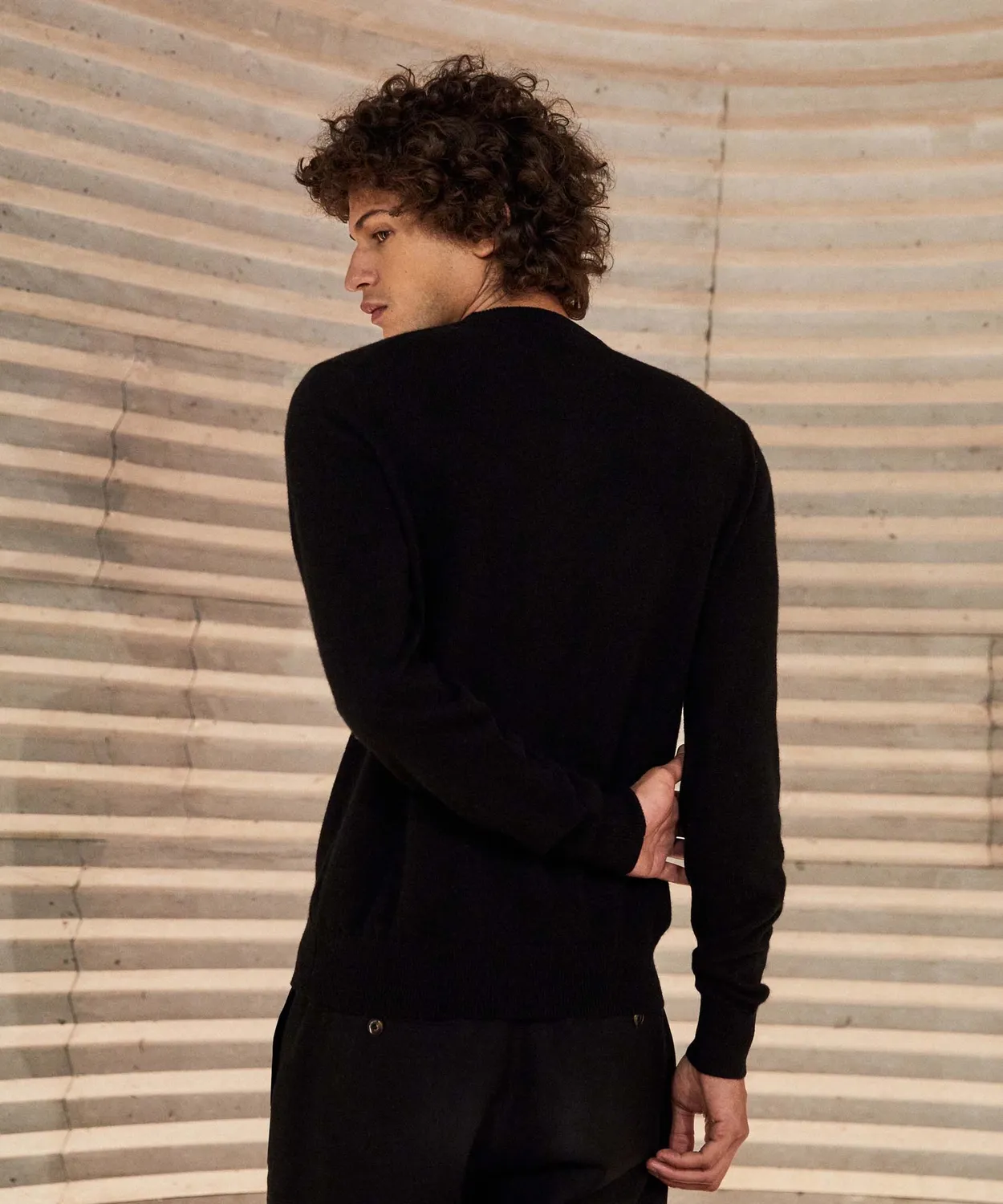 Rodier Maglione cashmere uomo nero girocollo
