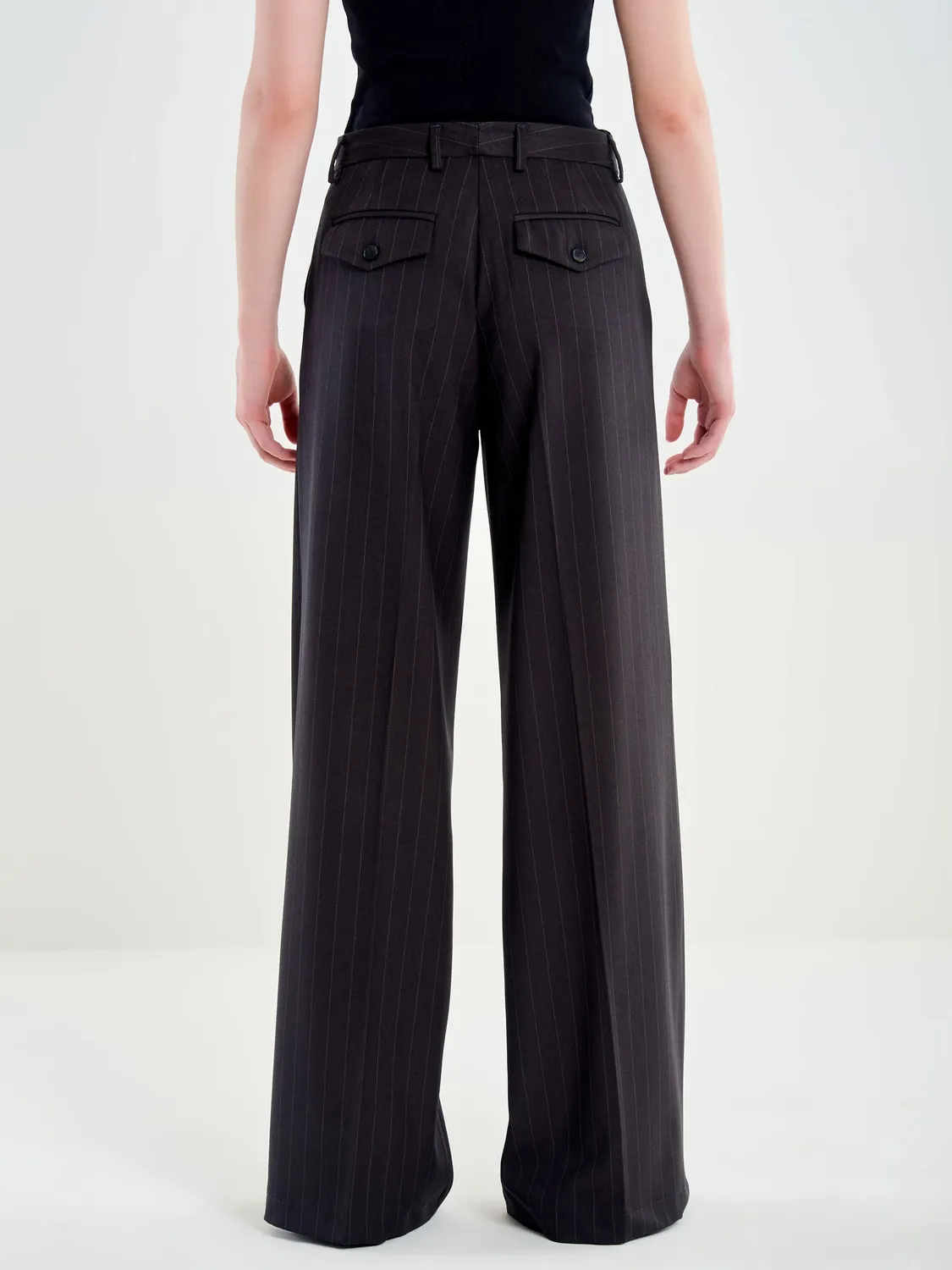 Vicolo TAC1546095ACASF pantalone gessato wide leg asfalto S