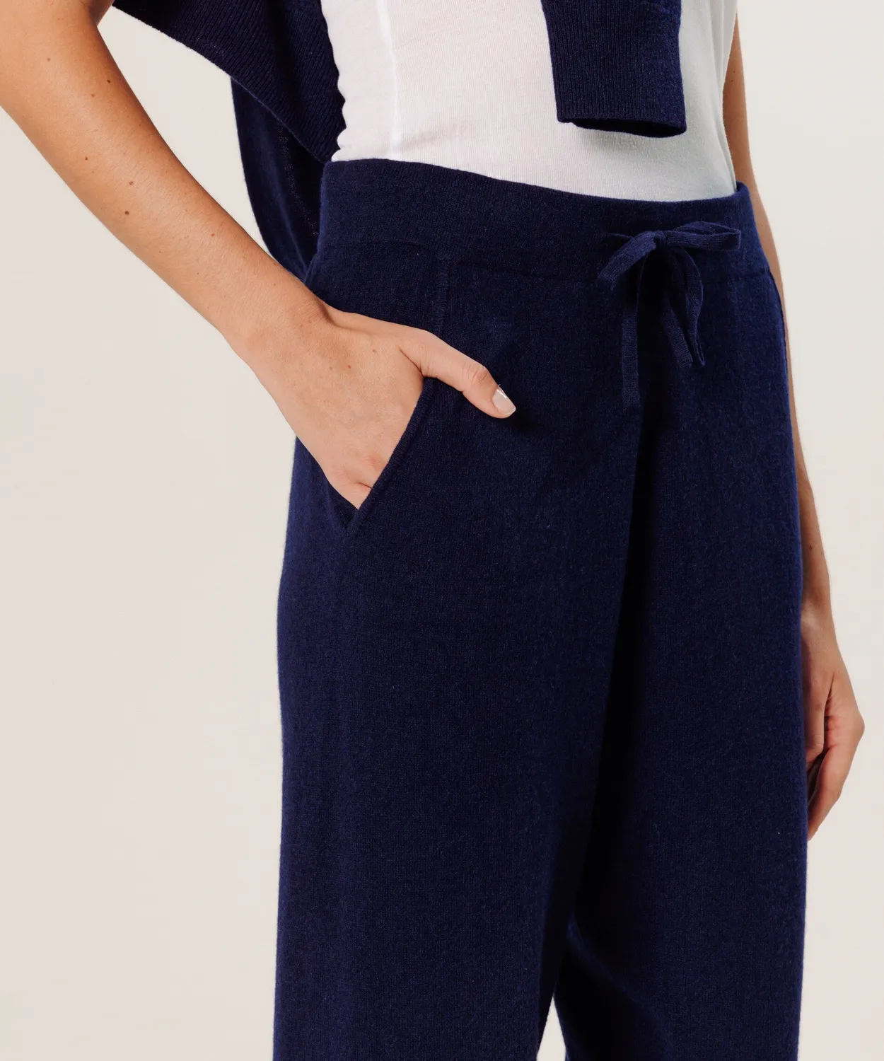 Rodier Pantaloni Jogging Cashmere Blu Navy 100% Cashmere