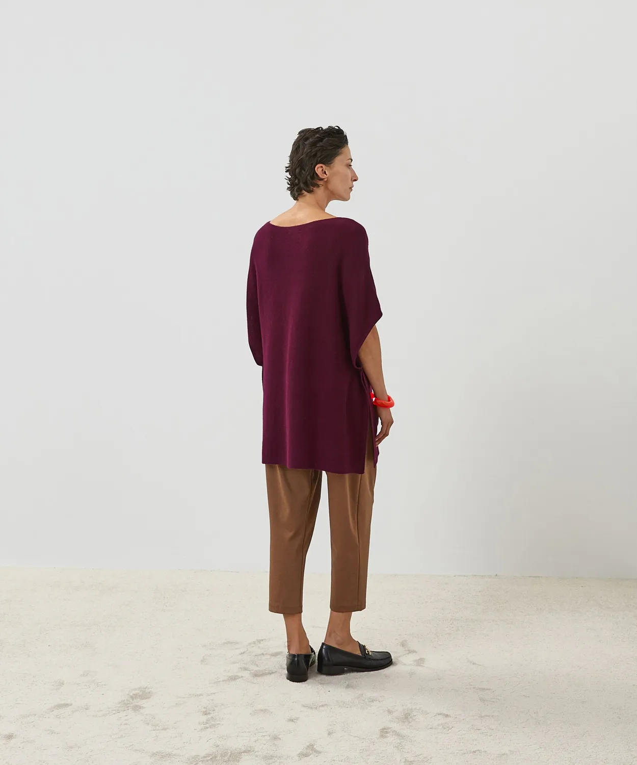 Rodier Poncho in Cashmere Lie de Vin 100%