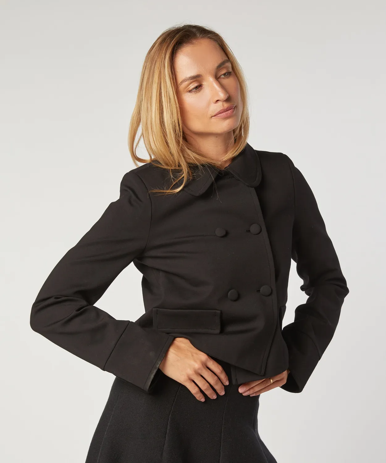 Rodier giacca corta maglia doppiopetto nera