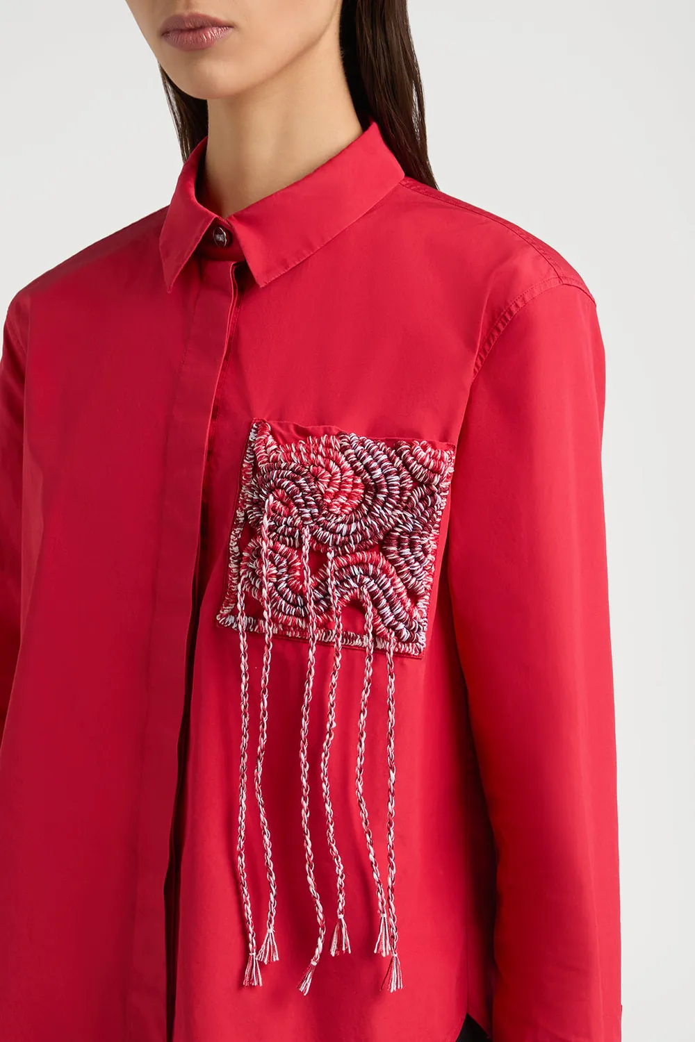 PORTS 1961 camicia crochet rosso bright red