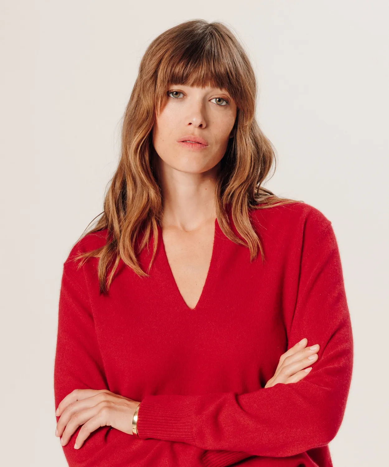 Rodier Maglia Cashmere Collo Tunisino Rosso 2 fili