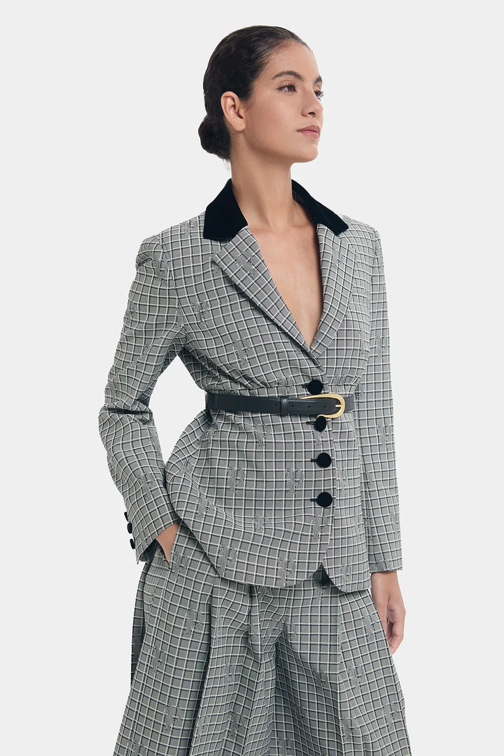 PORTS Elegance Check LT9J013UFP013 giacca check bianco nero