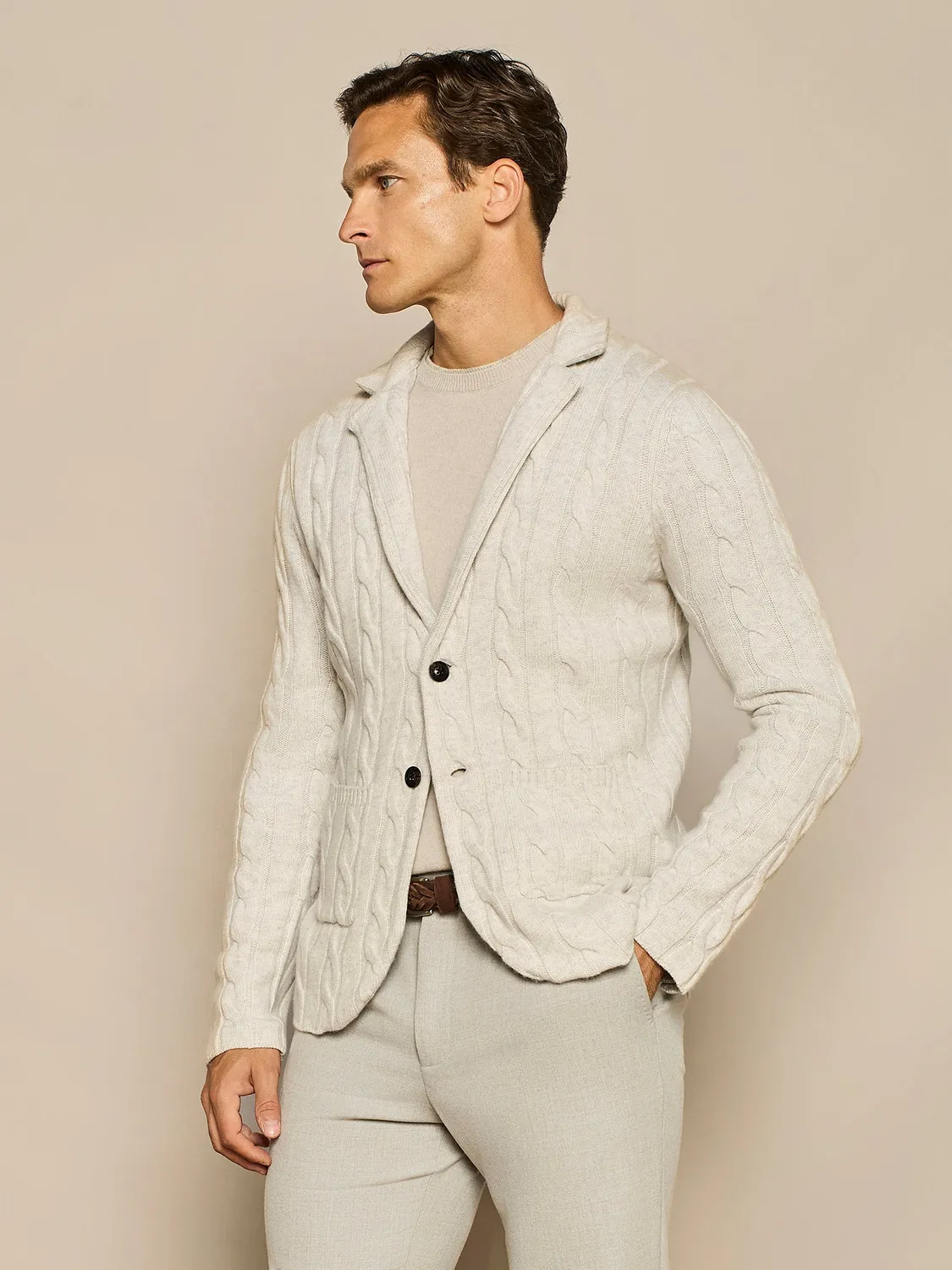 Paul Taylor Giacca trecce misto lana grigio mélange