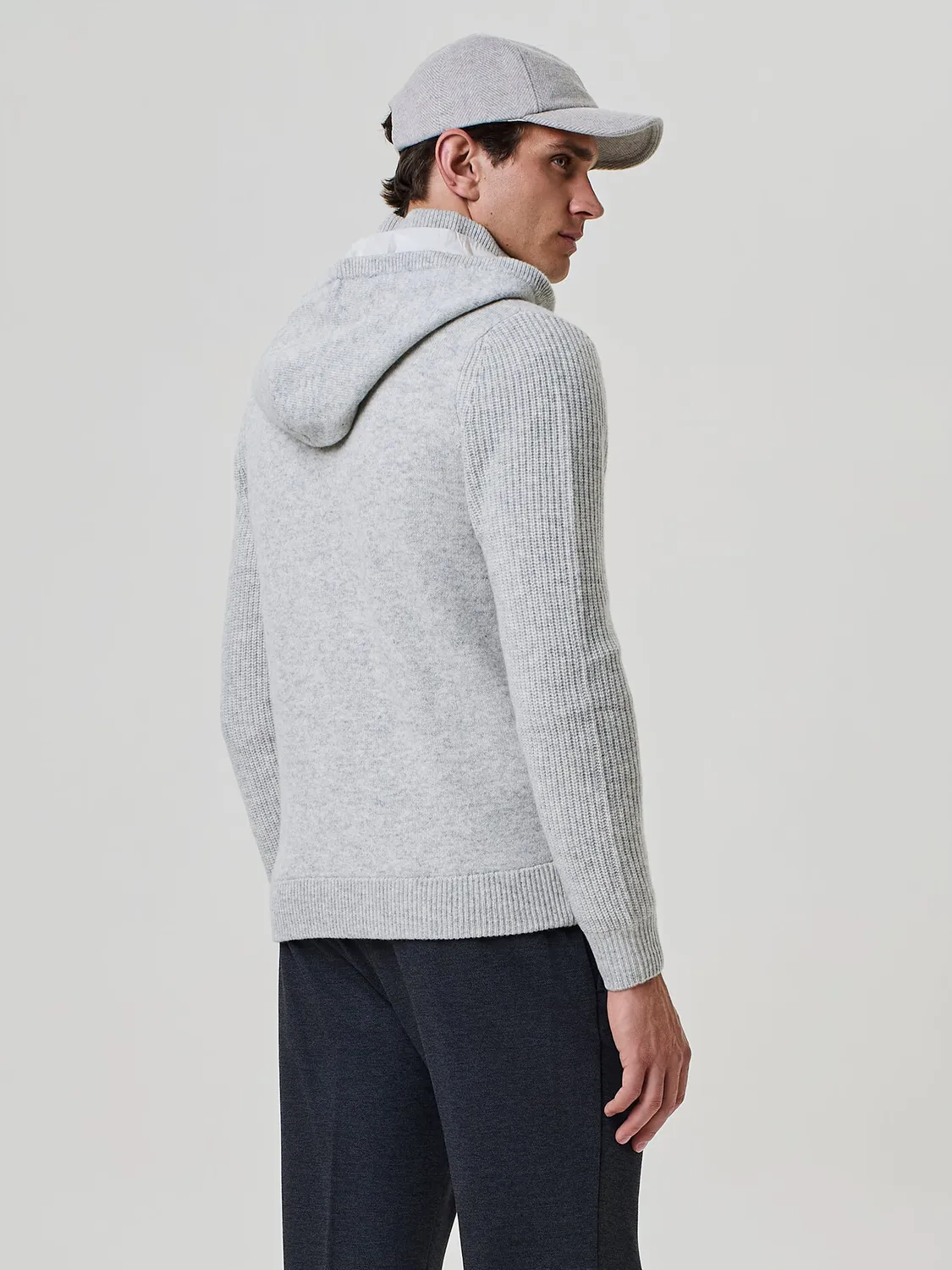 Paul Taylor maglia zip cappuccio grigio chiaro melange