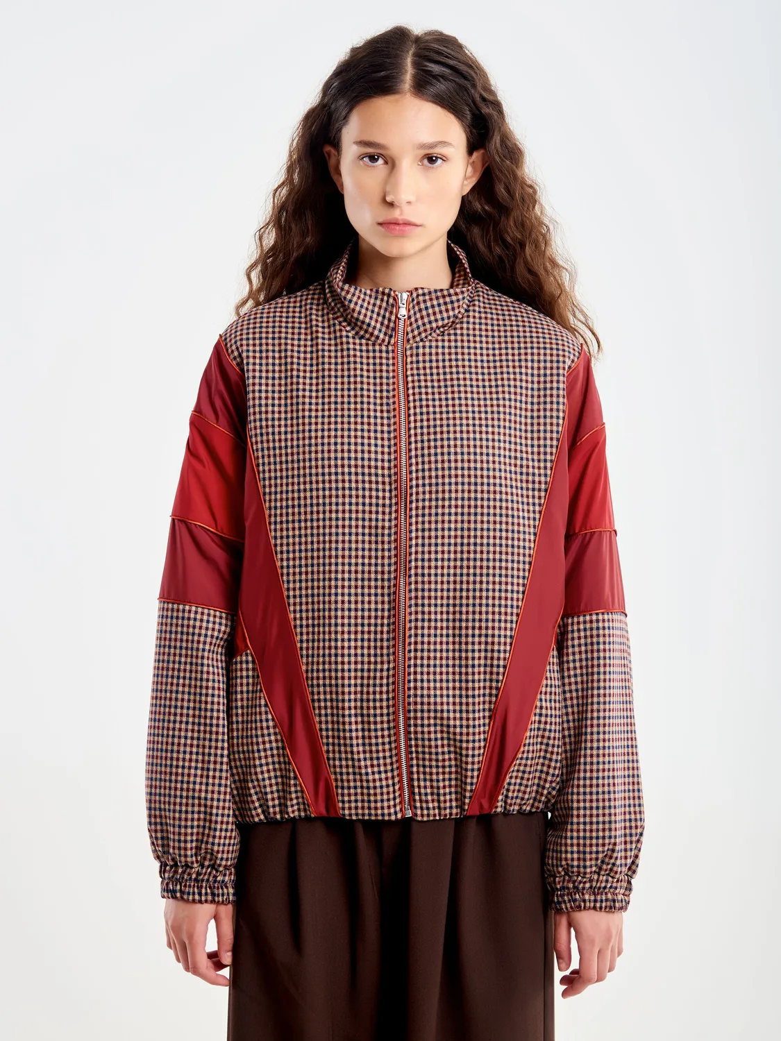 Vicolo bomber profili contrasto beige bordeaux