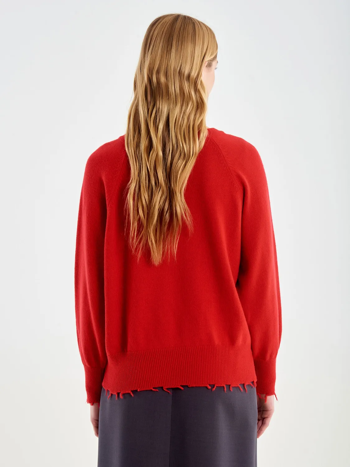 Vicolo Pull Scollo a V con Rotture Rosso Unica