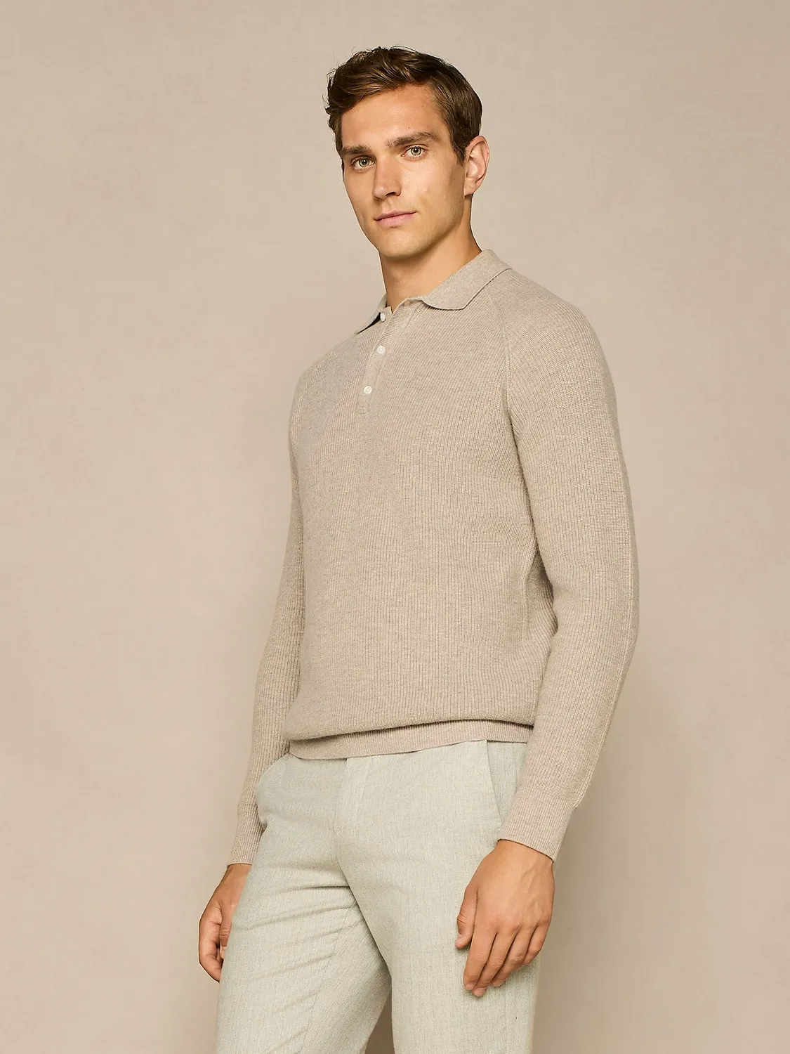 Paul Taylor polo costa inglese taupe misto lana raglan