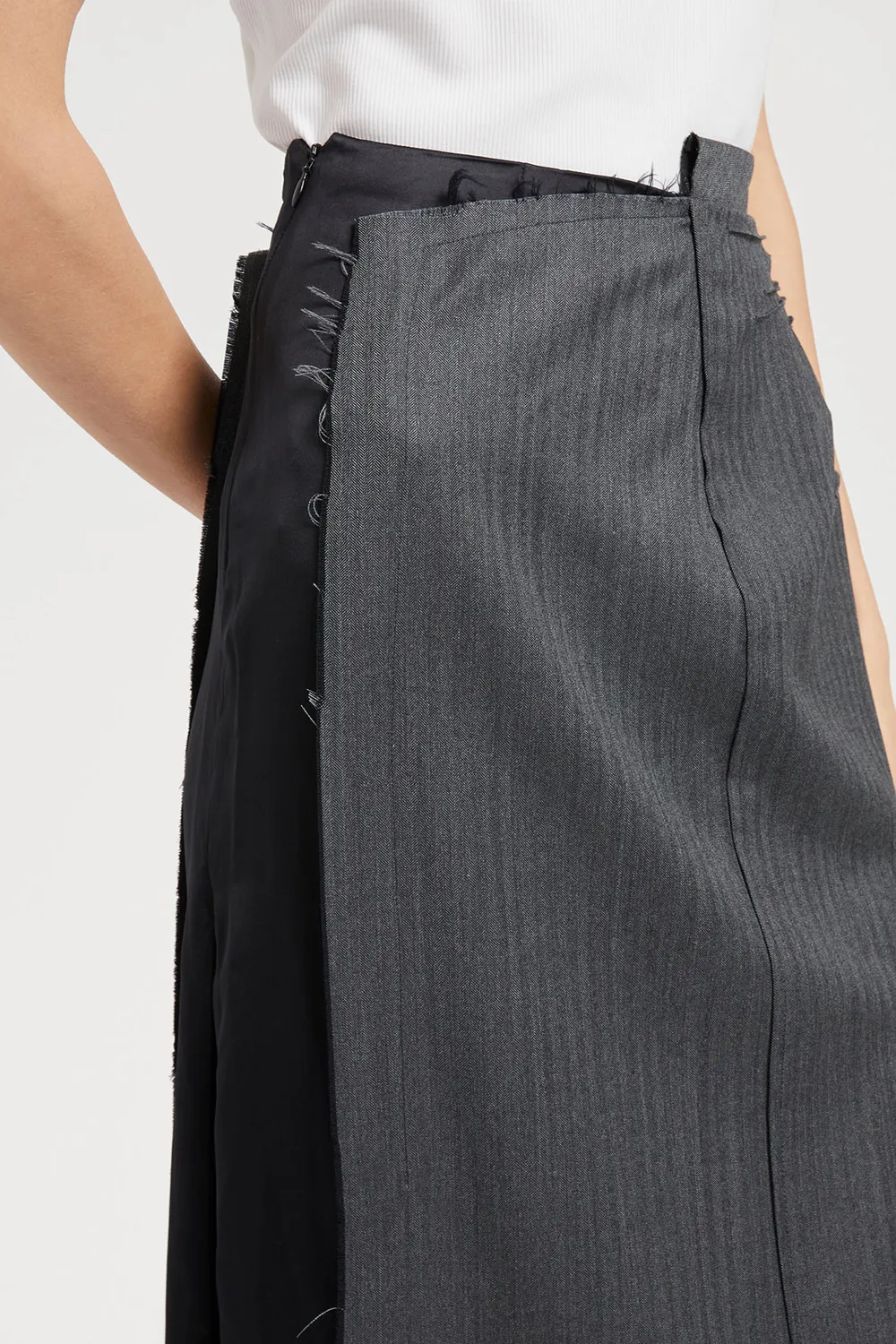 Ports 1961 Dark Grey gonna grigia lana vita asimmetrica