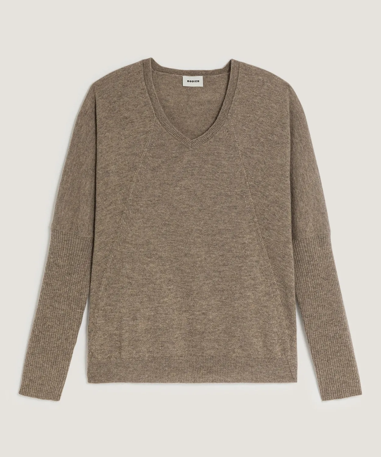 Rodier Maglione Oversize Scollo V Cashmere Beige 4 Fili