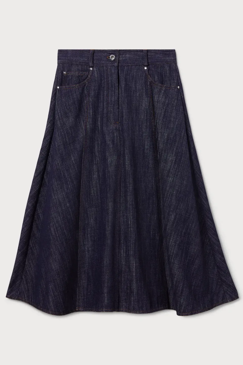 PORTS 1961 gonna denim midi svasata indaco