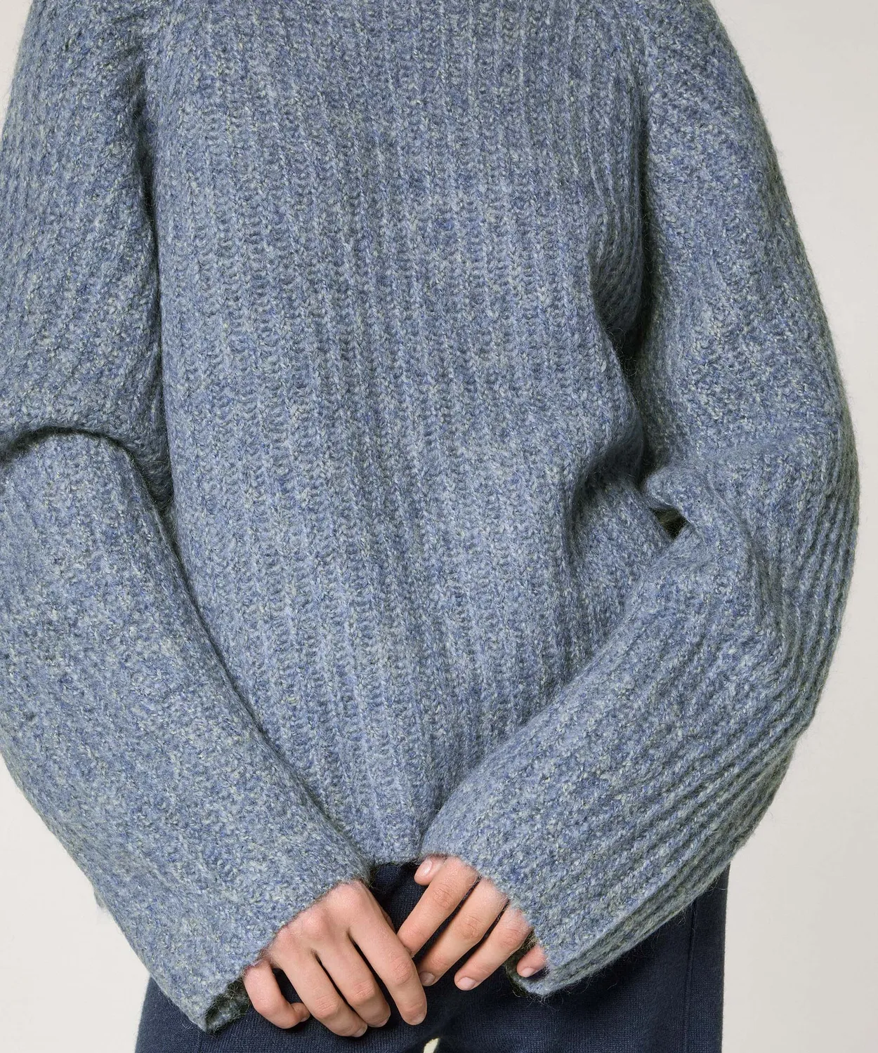 Rodier Maglione Oversize Blu Maglia Grossa Melange
