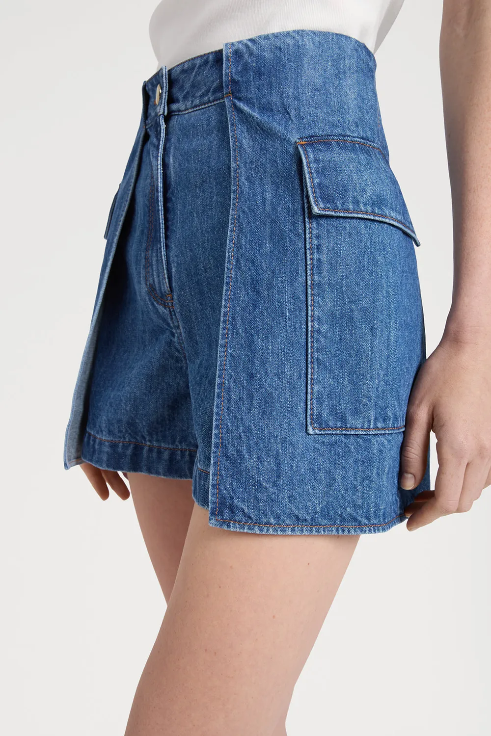 PORTS 1961 Utility Pocket shorts denim indaco