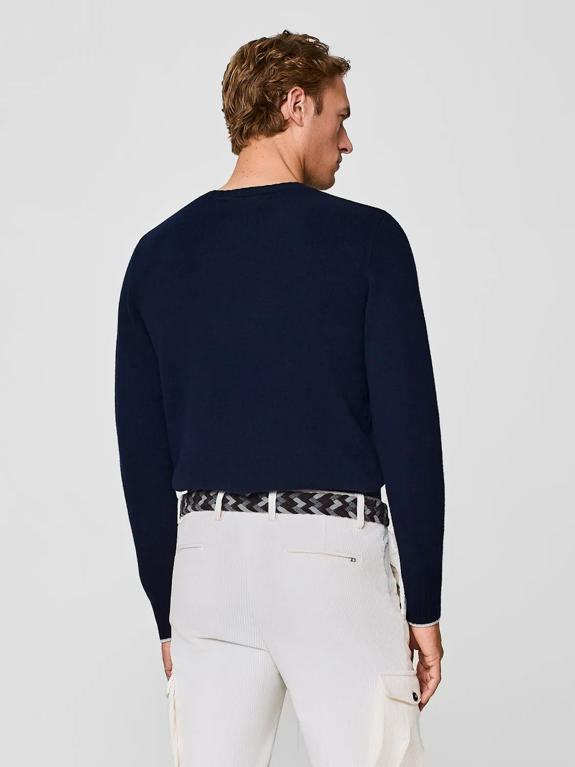 Paul Taylor Girocollo Pura Lana Maglione Blu