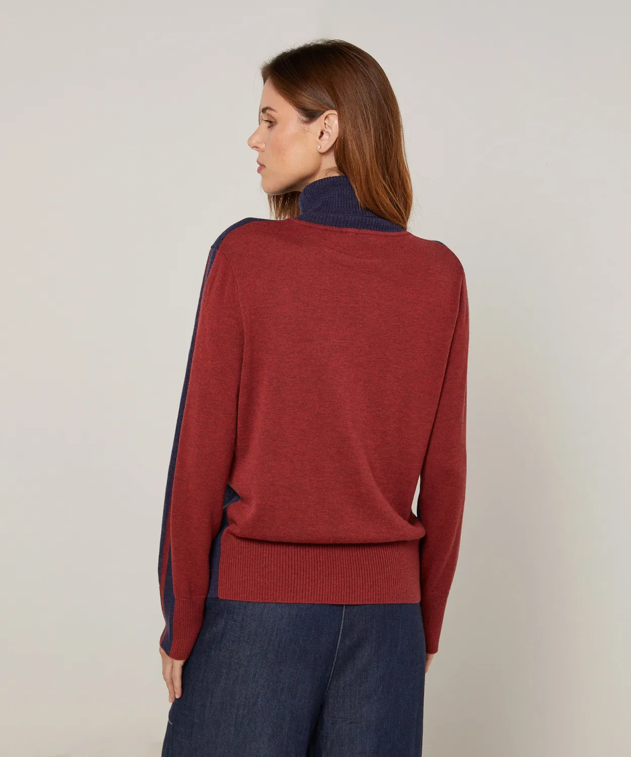 Rodier Bicolore maglione dolcevita denim blue righe
