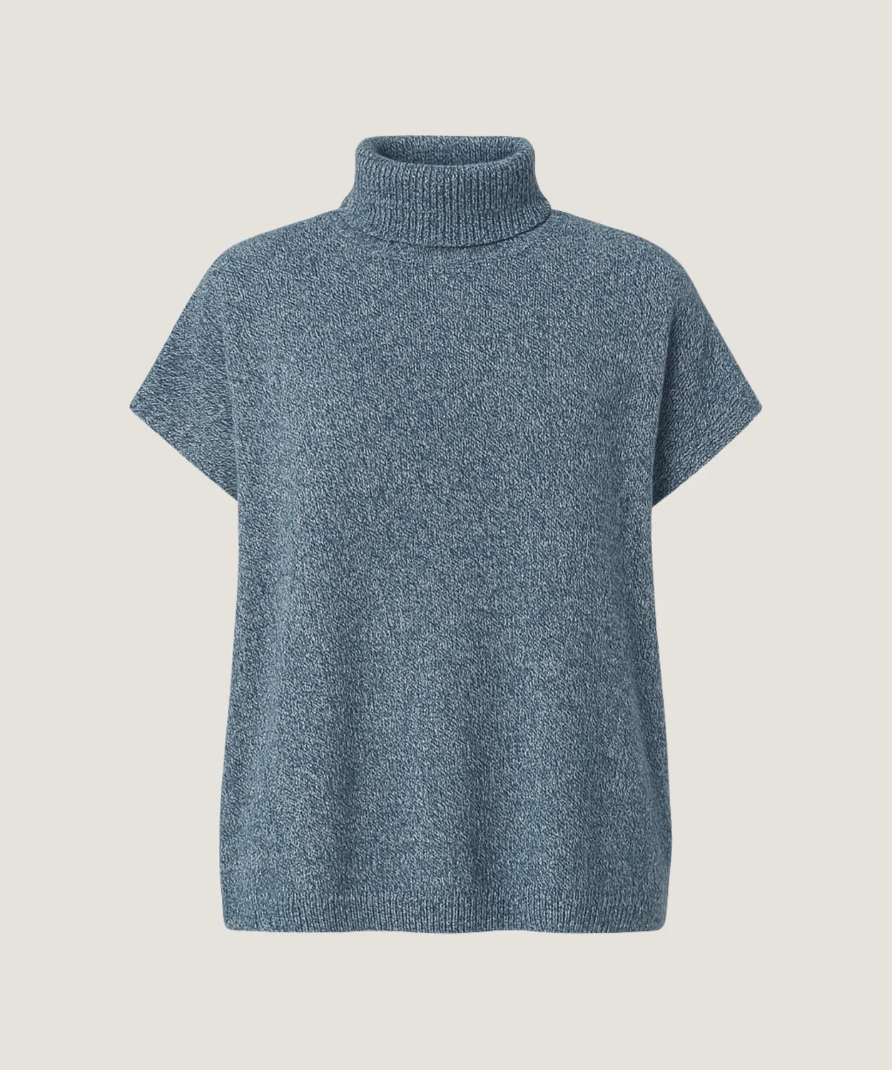 Rodier Erica maglione lungo collo alto maniche corte blu
