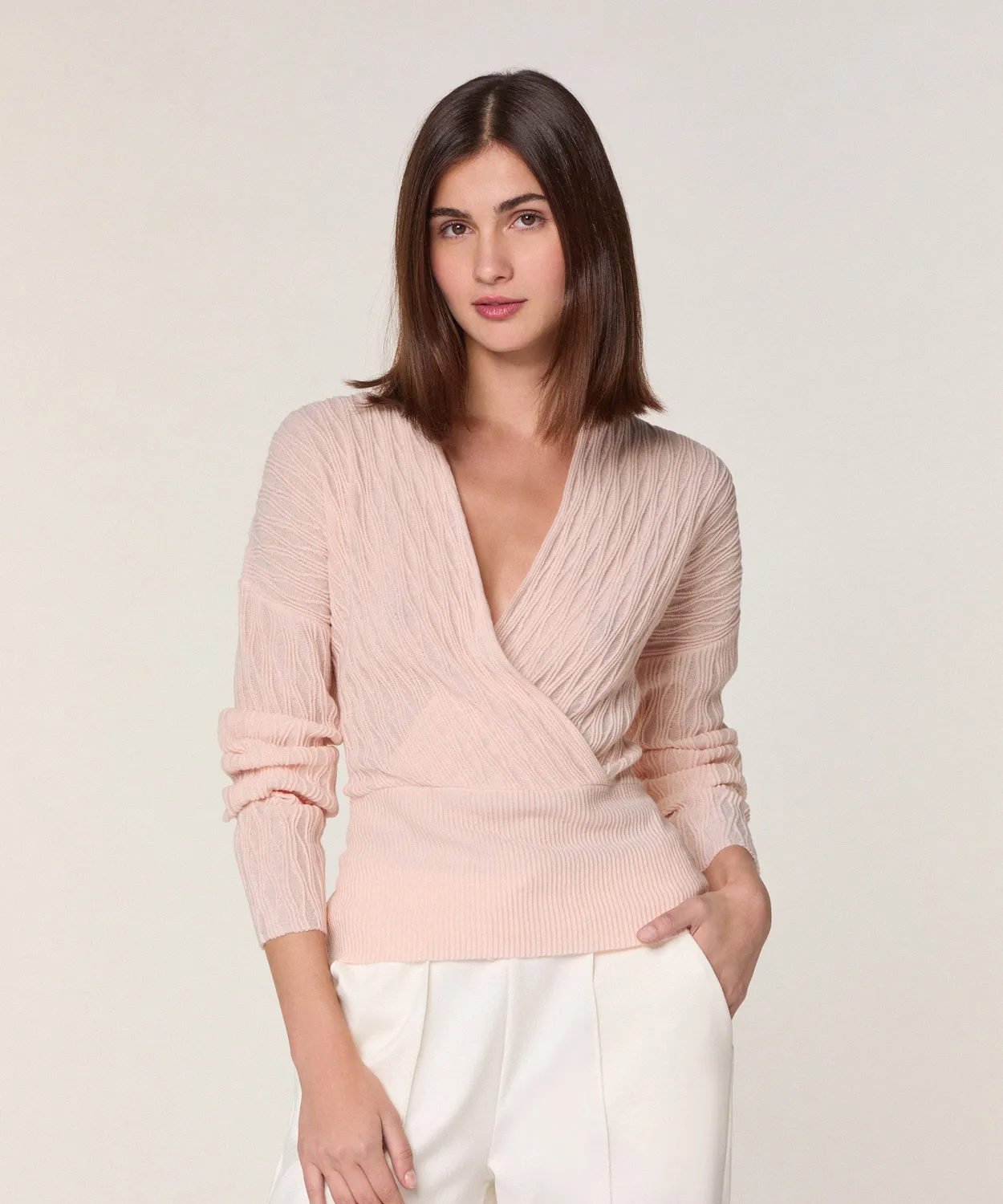 Rodier Top Avvolgente Lana Merino Avorio