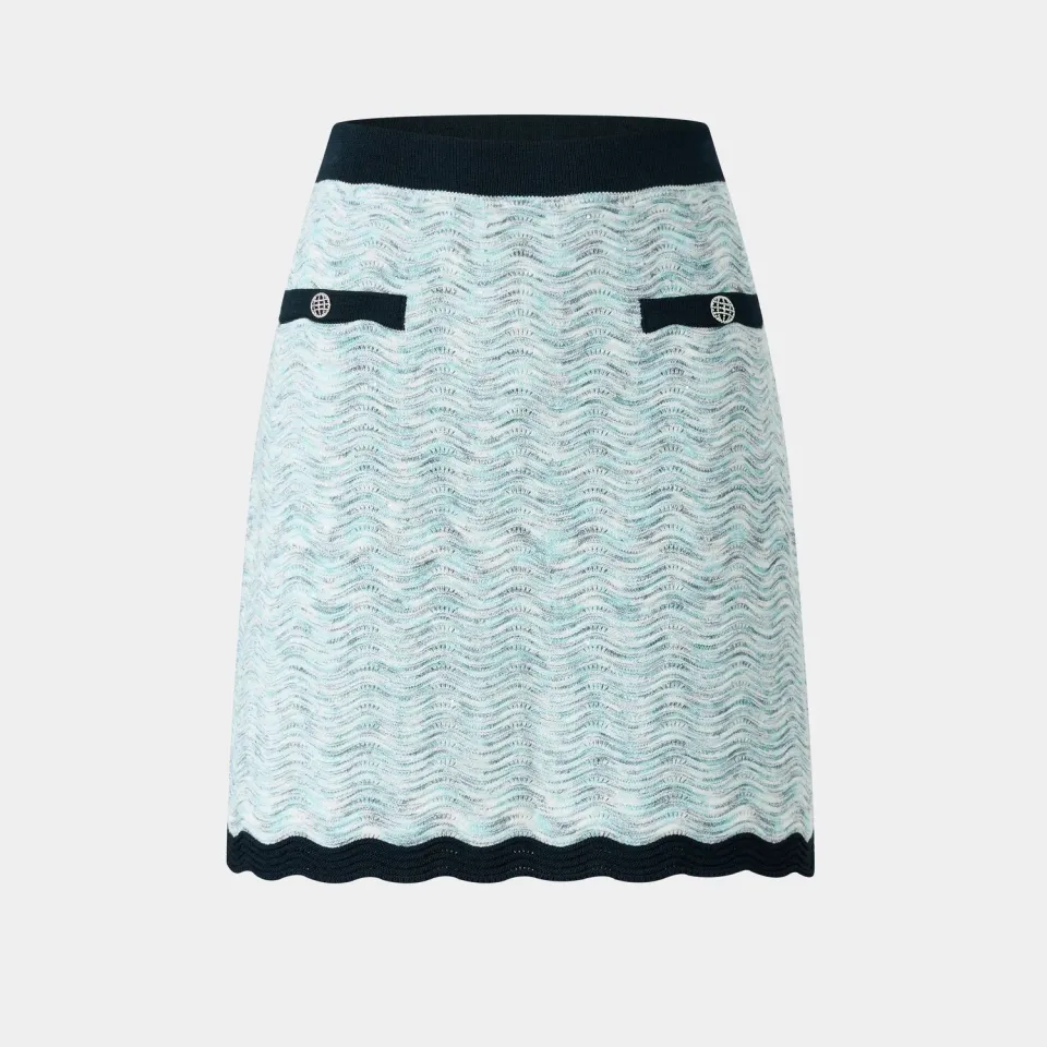 PORTS Wavy Knit gonna mini rosa maglia traforata