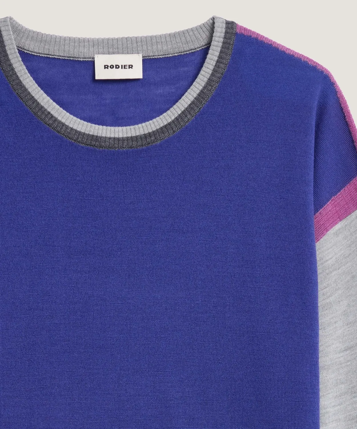 Rodier Maglia Merino Blu Oltremare Color Block