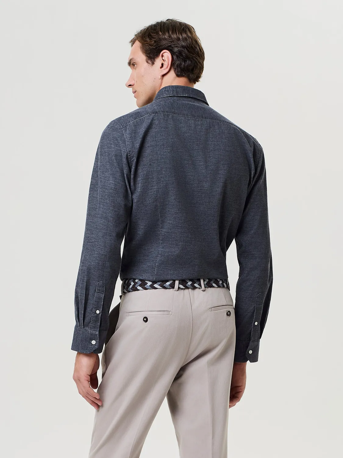 Paul Taylor camicia velluto grigio scuro regular fit