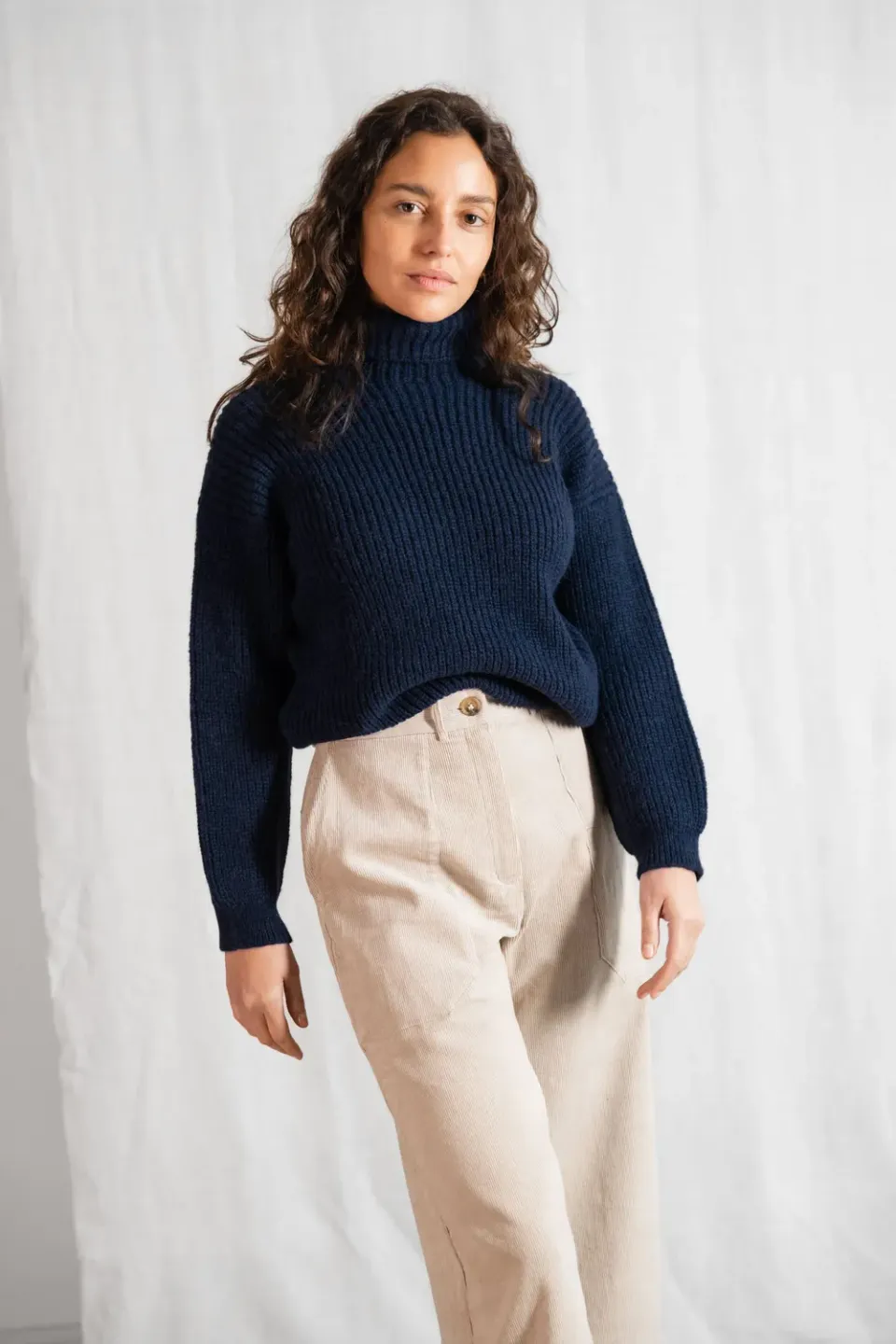 Jyoti Sabeti Maglione Baby Alpaca Blu Dolcevita
