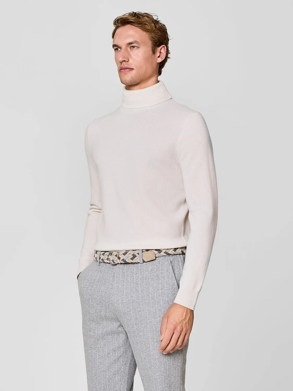 Paul Taylor Doppio Collo Dolcevita Cashmere Bianco