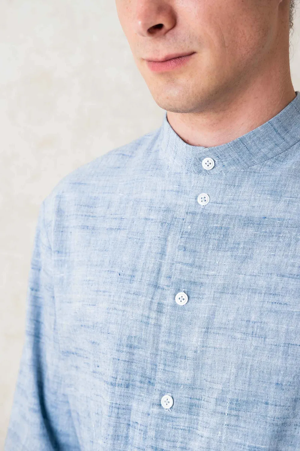 Jyoti Fair Works Hamu camicia uomo azzurra slim cotone