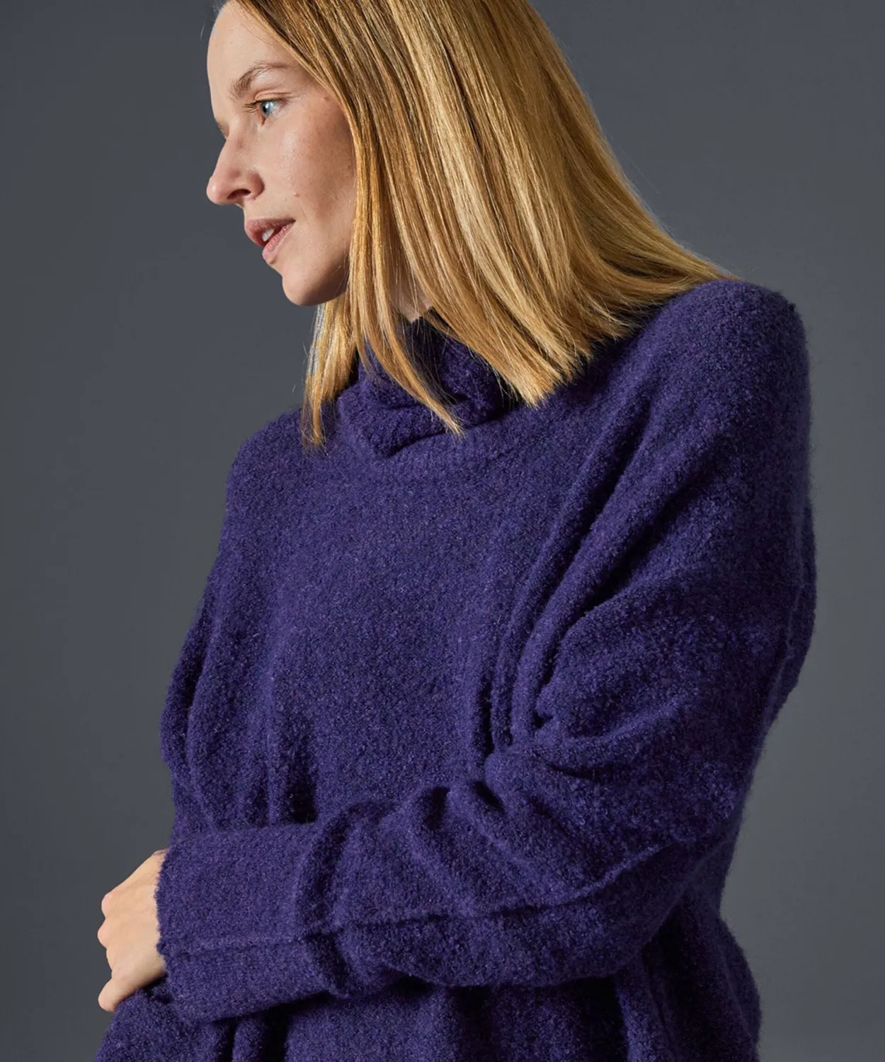 Rodier Maglione Dolcevita Viola Scuro Bouclette