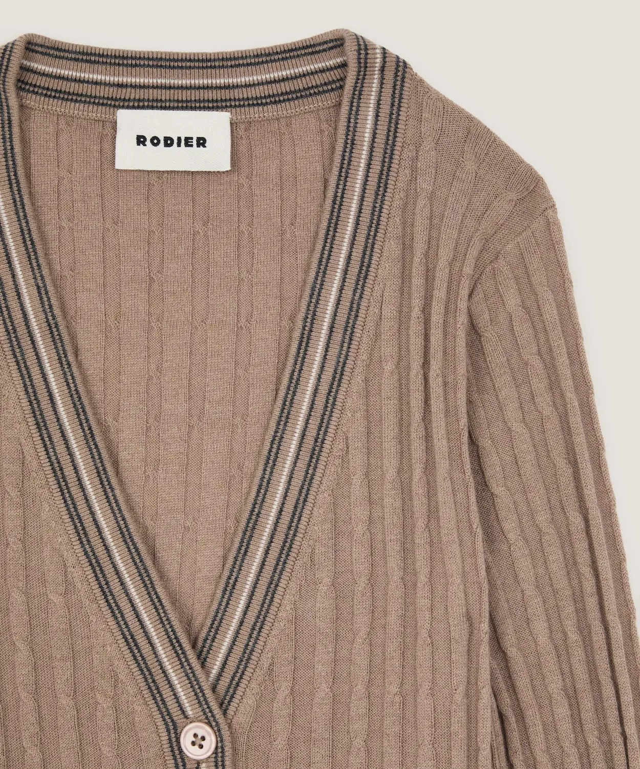 Rodier Cardigan trecce marrone moka