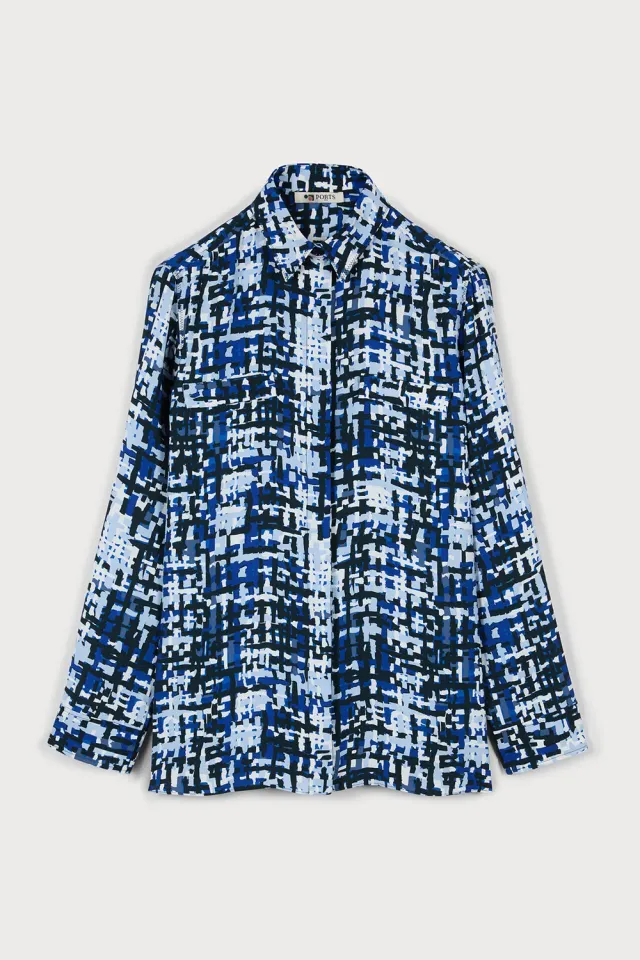 Ports 1961 PW125HLS01 camicia tweed blu