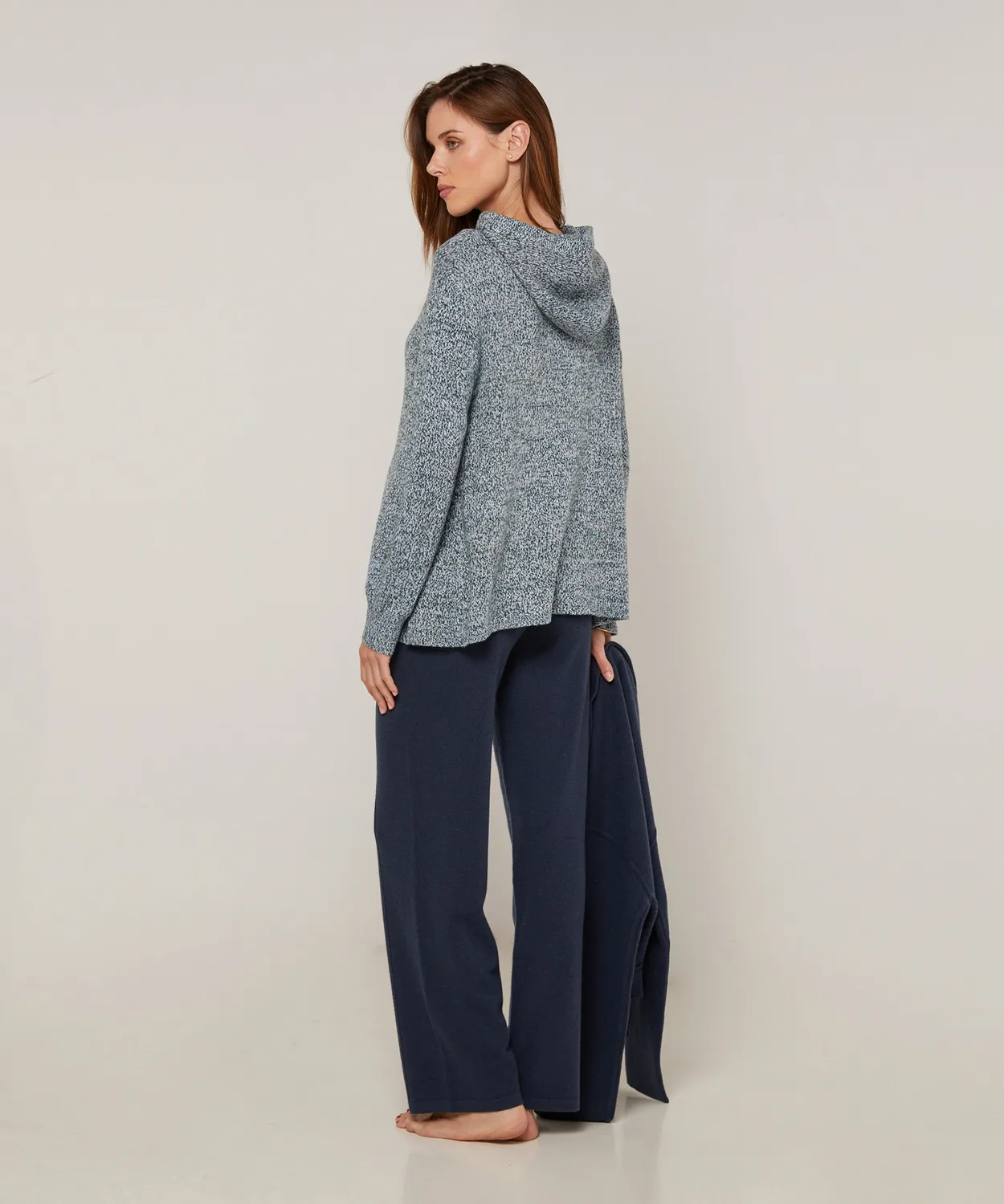 Rodier Maglione Cappuccio Oversize Blu Mélange Donna