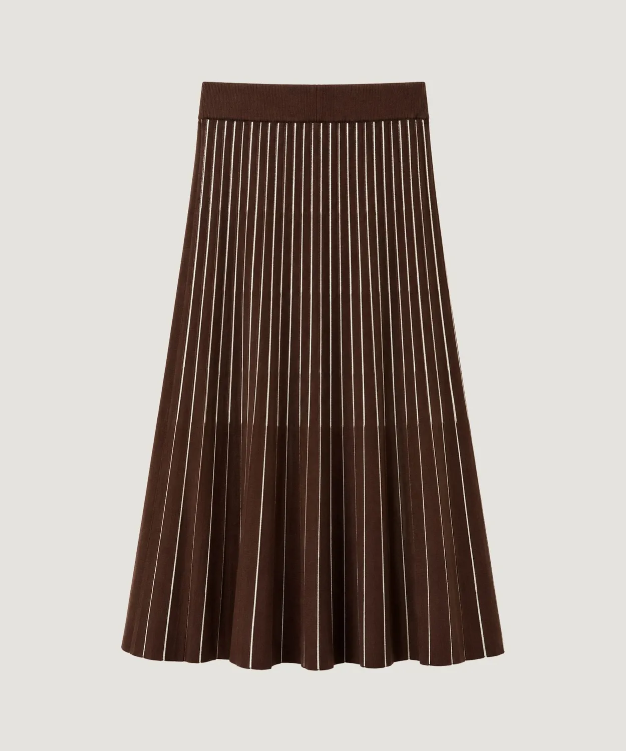 Rodier Gonna Lunga Maglia Marrone Plissettata Midi