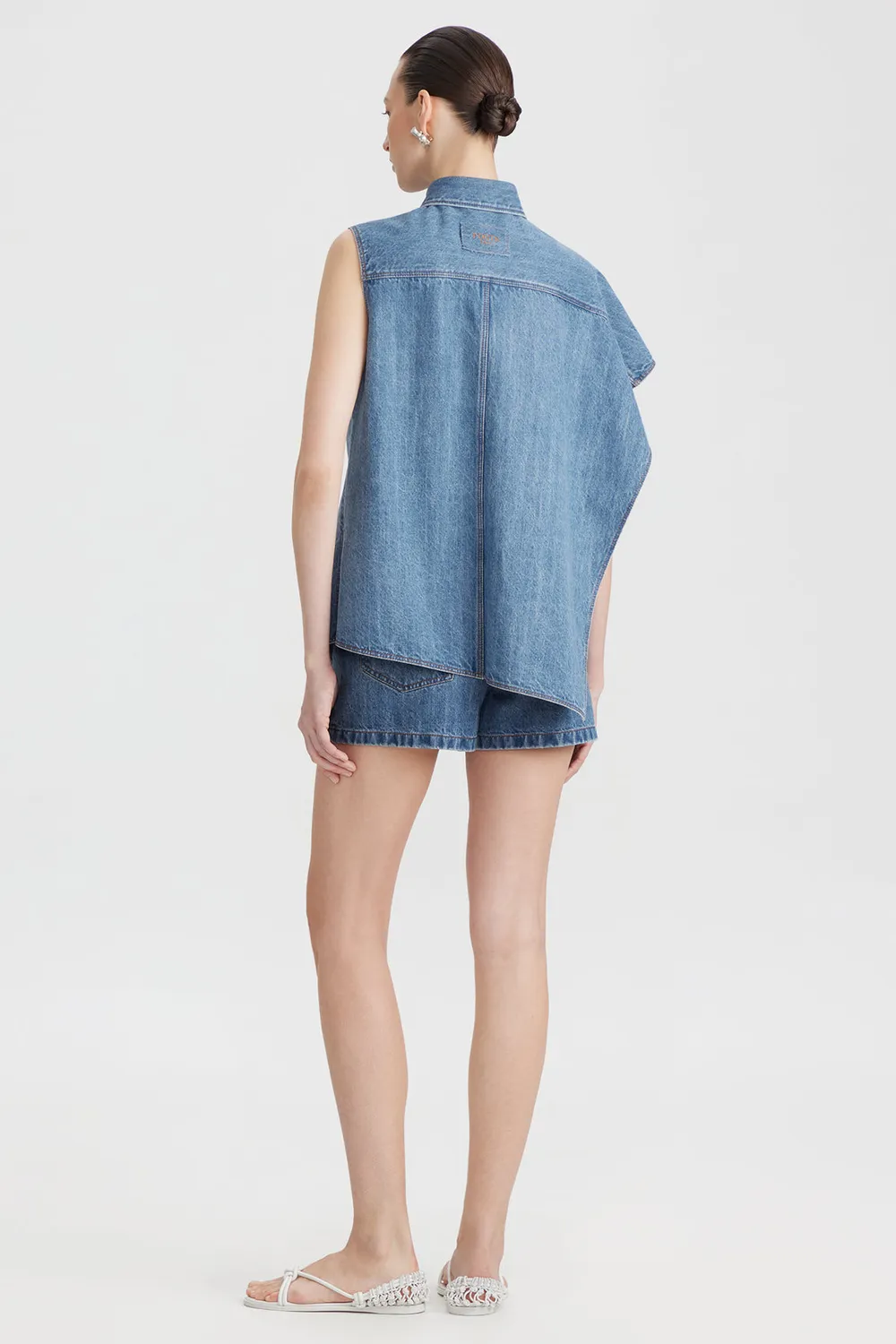 PORTS 1961 camicia denim indaco asimmetrica donna