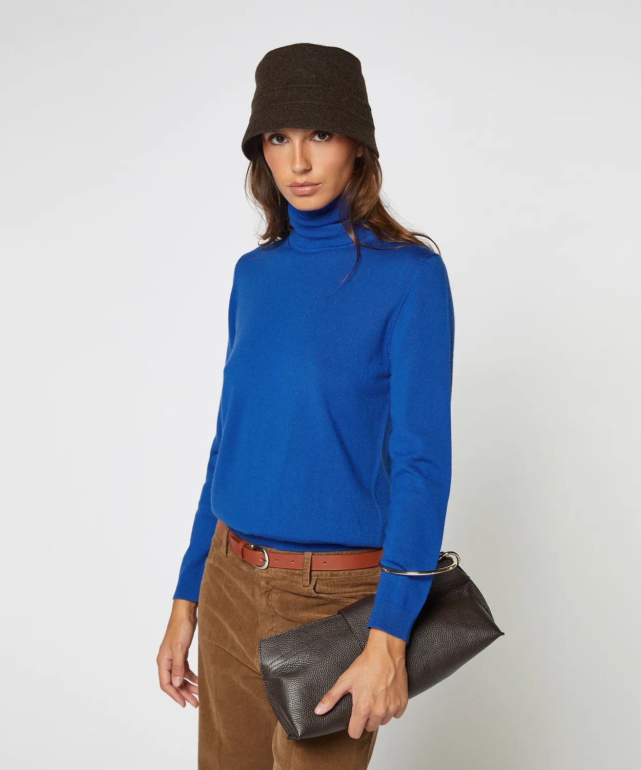 Rodier Maglione dolcevita lana merino blu azzurro