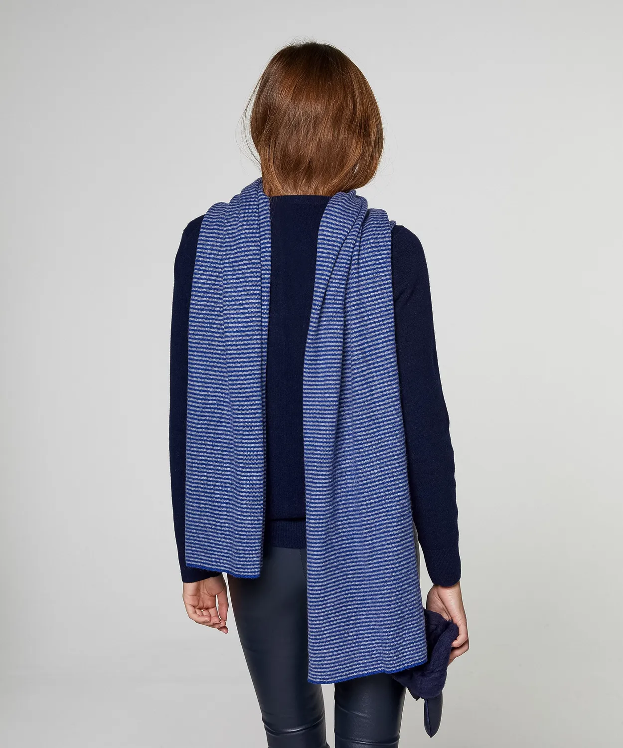 Rodier sciarpa cashmere righe oltremare triangolare