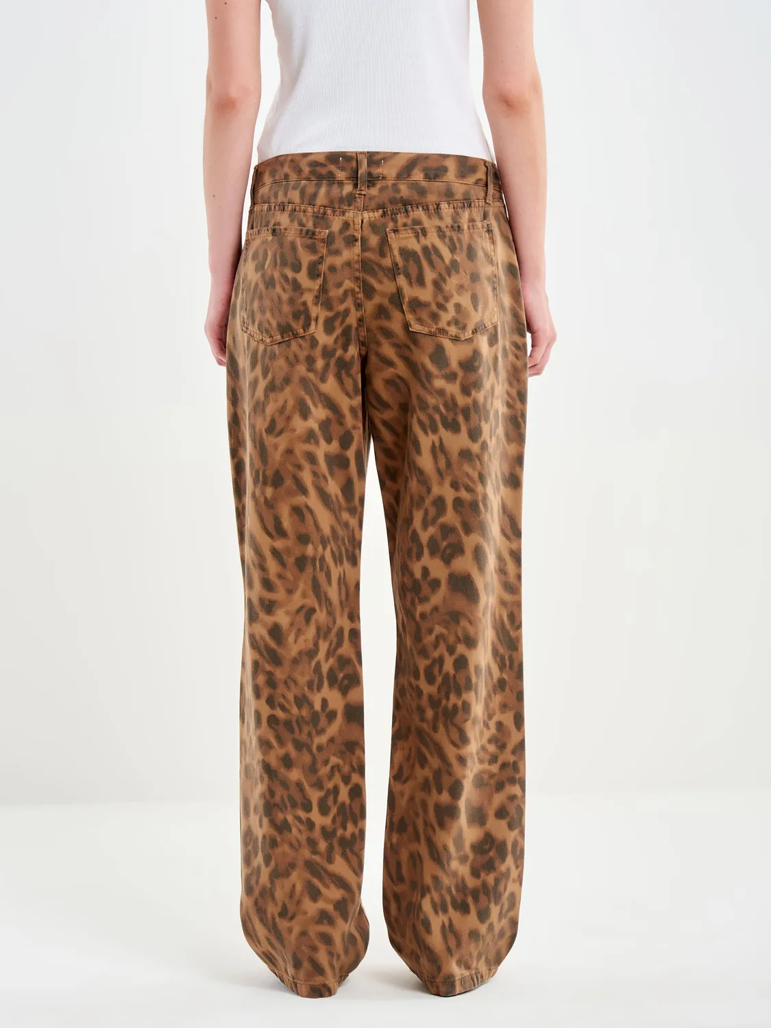 Vicolo Jeans Maculato Palazzo Cotone Fondente Taglia S