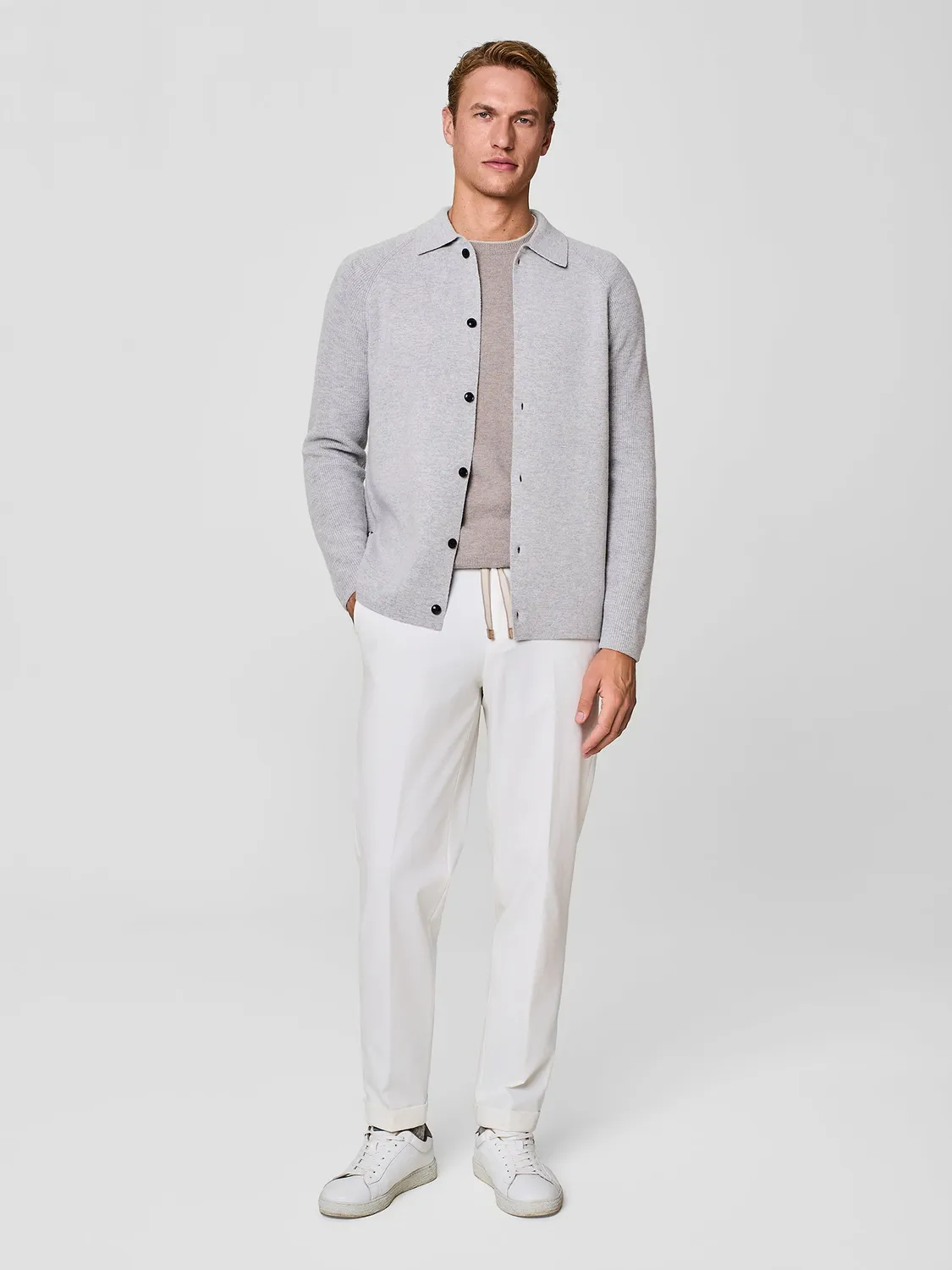 Paul Taylor camicia maglia lana angora grigio chiaro