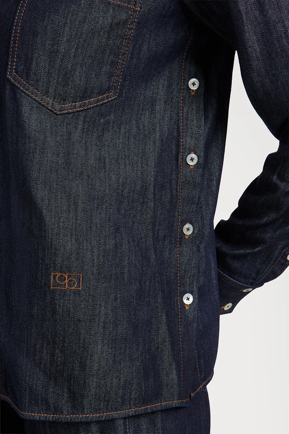 PORTS 1961 PS26 camicia denim indaco scuro bottoni