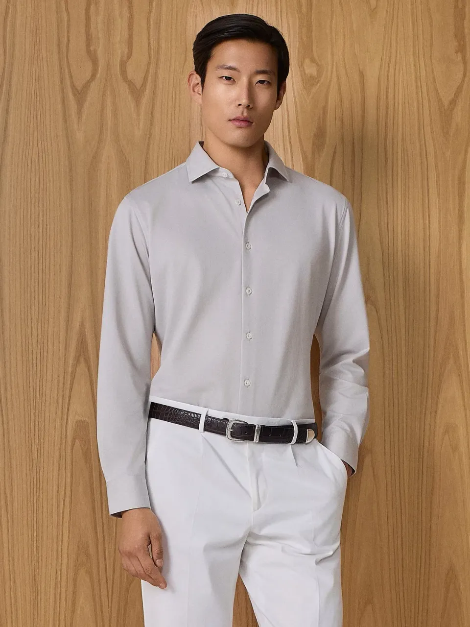 Paul Taylor Camicia Tecnica Grigio Chiaro Regular Fit No Iron