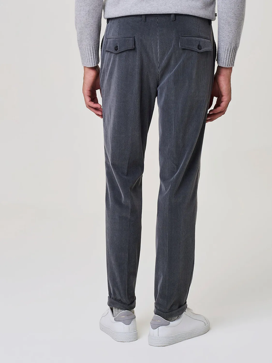 Paul Taylor Pantalone Jersey Grigio Scuro Effetto Velluto