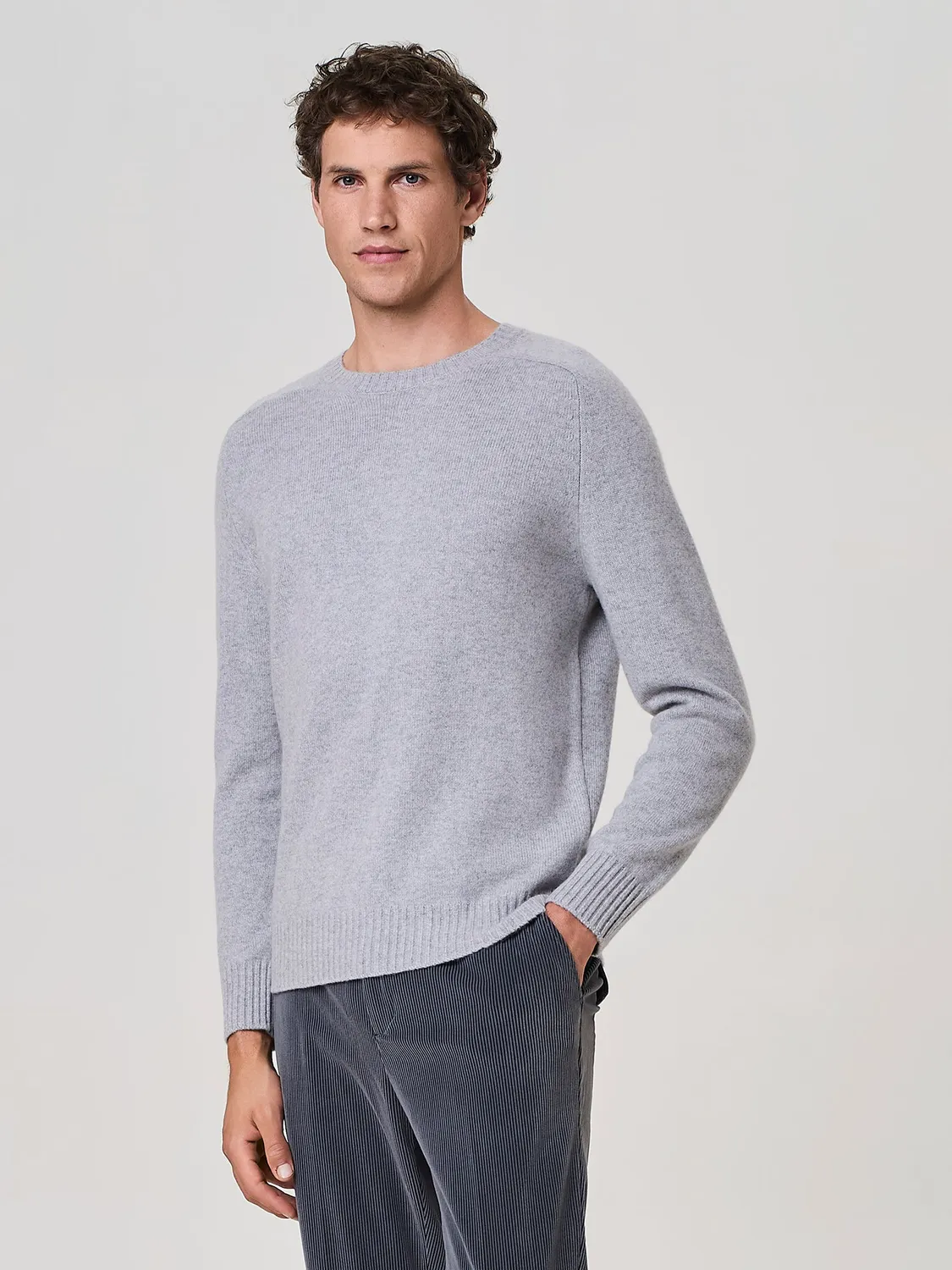 Paul Taylor Maglia Girocollo Puro Cashmere Grigio Chiaro