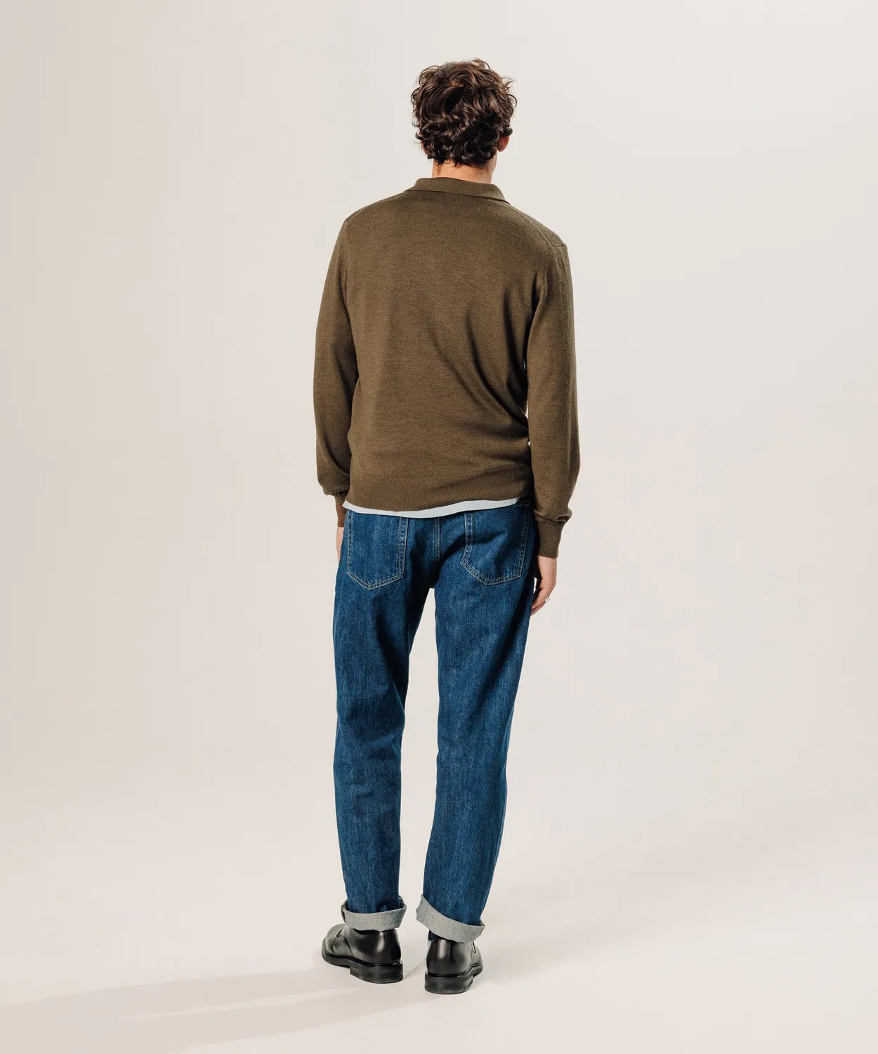 Rodier polo lana merino bark brown uomo