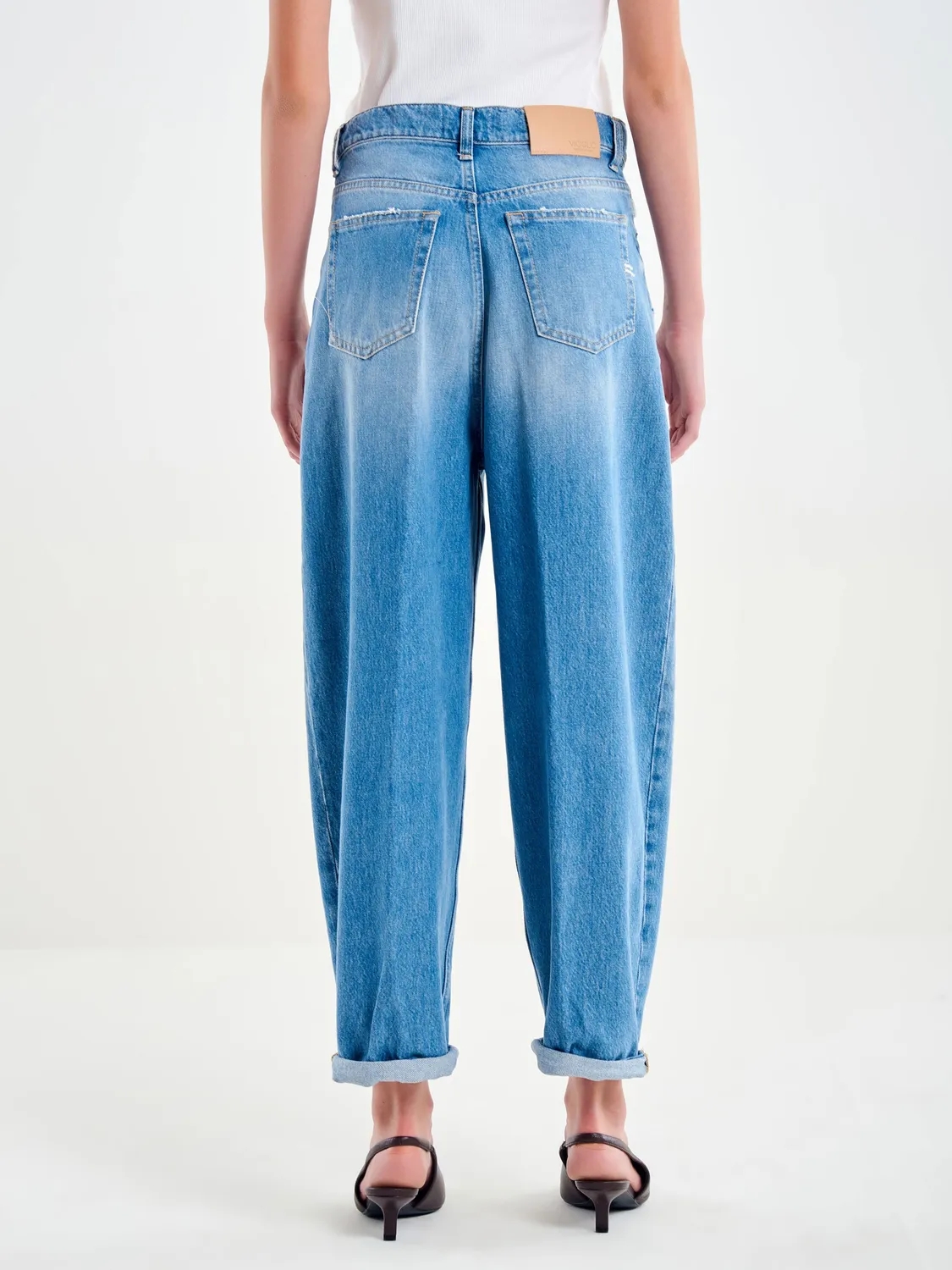 Vicolo Jeans Laila Relaxed Fit vita alta blu con strappi