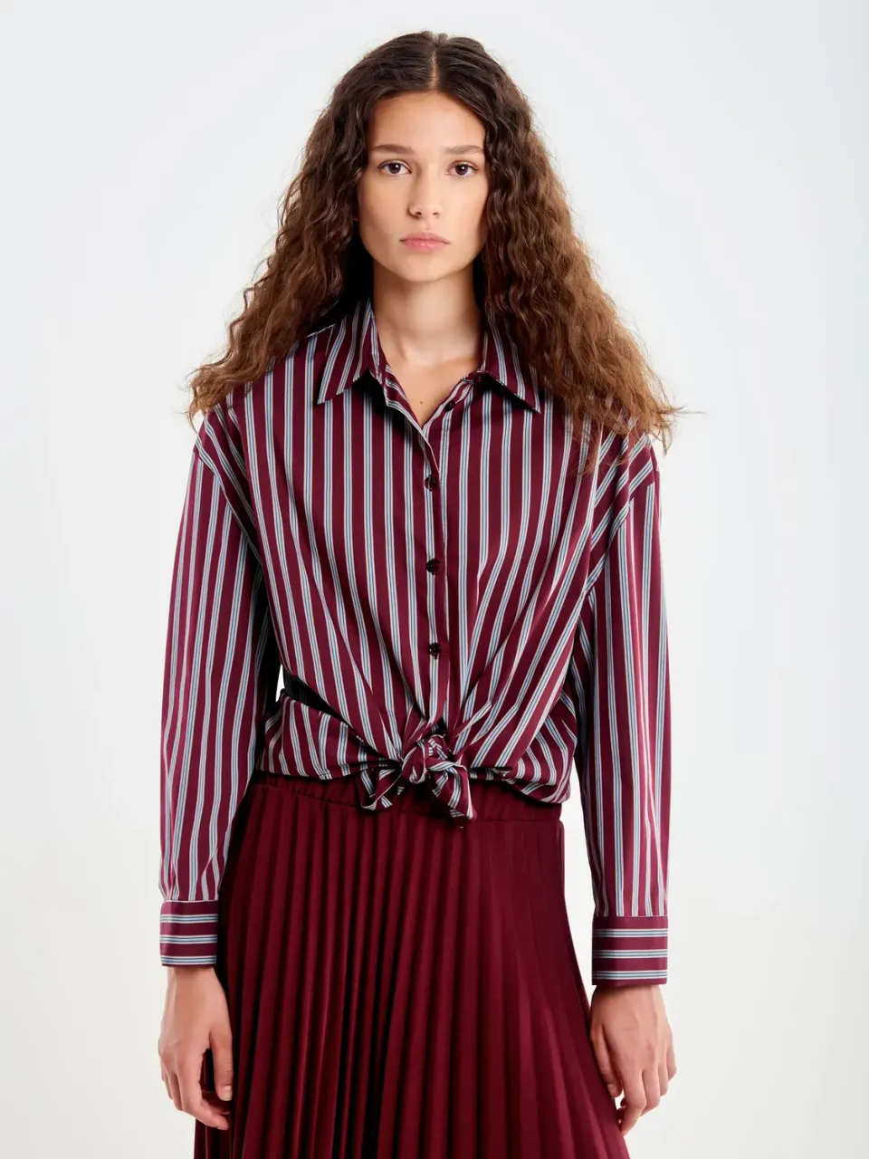 Vicolo Camicia a Righe bordeaux camicia cotone S