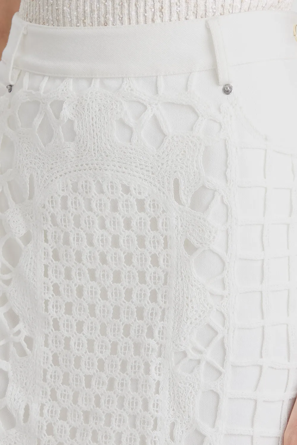 PORTS 1961 minigonna crochet bianca borchie