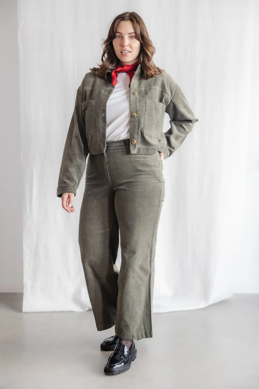 Jyoti - Fair Works Tushar pantaloni velluto pistacchio