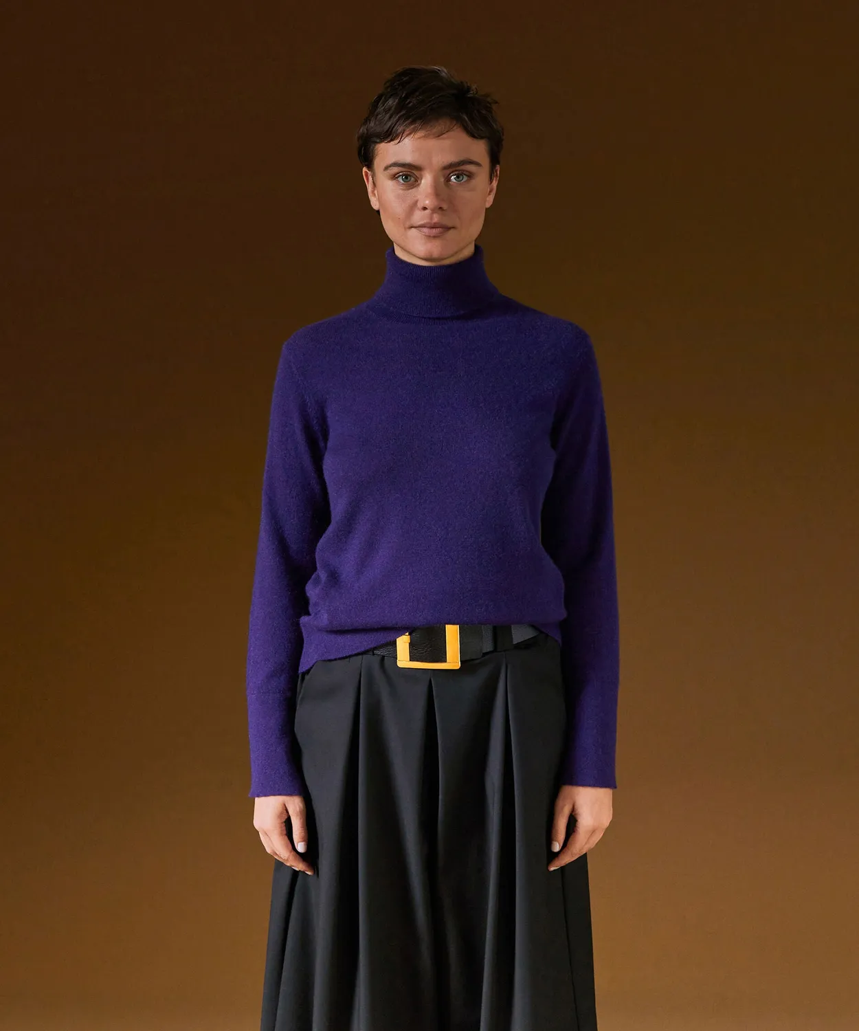 Rodier Maglione Dolcevita in Cashmere Viola Scuro